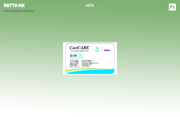 Шаблон за меѓународна медицинска картичка во модерен стил USA CariCare